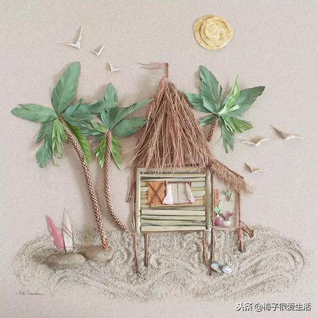 儿童手工树叶贴画，儿童手工树叶贴画图片 一等奖（树叶、树枝、花朵都拿来贴画了）