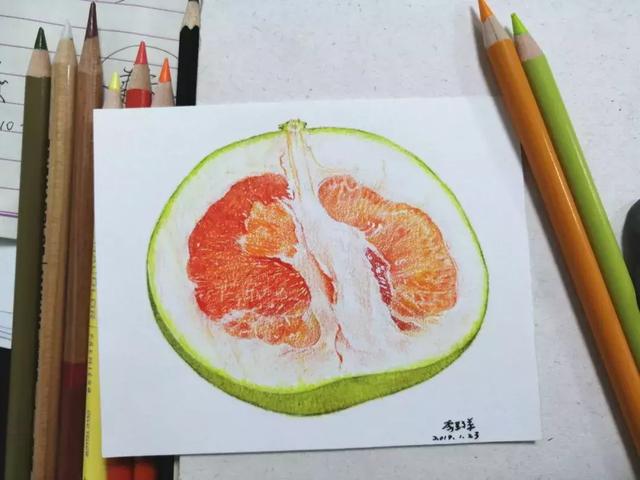 简笔画柚子怎么画，简笔画柚子怎么画好看（绘画~彩铅丨香甜可口的柚子）
