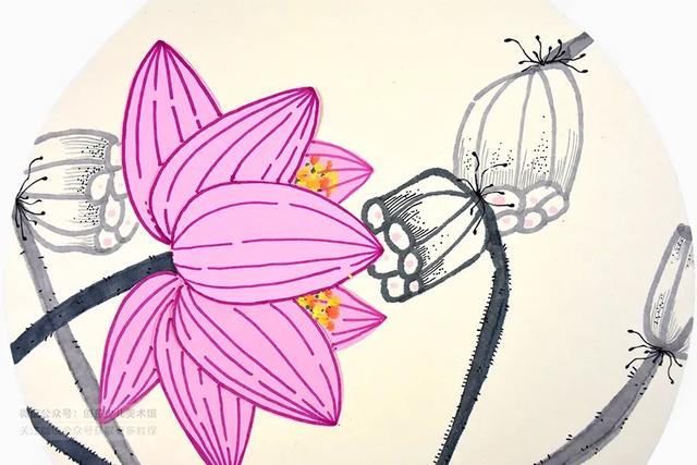 我们来学油画棒：荷花，我们来学油画棒（创意美术课程《荷花翠鸟图》）