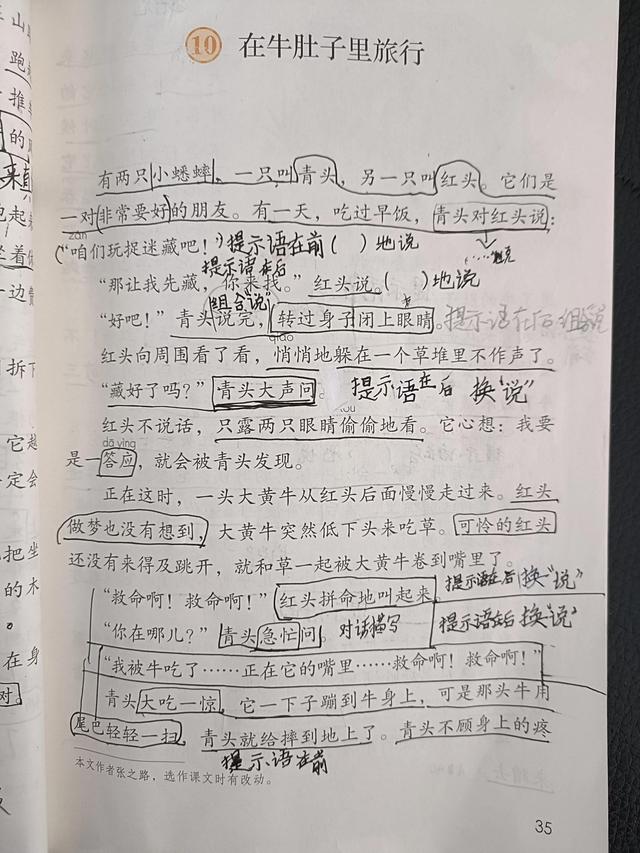 什么叫提示语，什么叫提示语后置（提示语在课文中的应用实例——《在牛肚子里的旅行》）