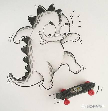 小恐龙怎么画，恐龙怎么画简单又好看（创意手绘丨他画出一只很有戏的小恐龙）