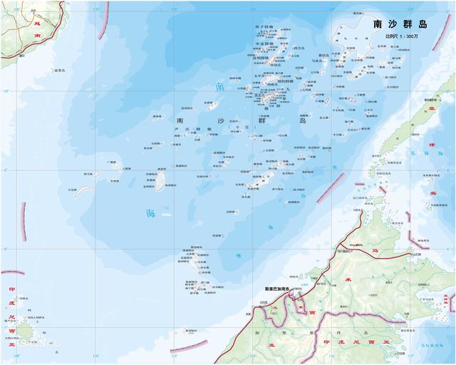 南沙群岛地图，南沙群岛地图2021版（万里长堤，南沙群岛）