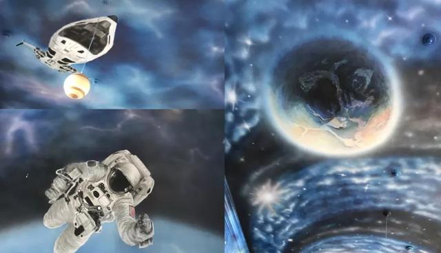 一步一步教你画长城，怎么画长城（他用粉笔在黑板上画出了万里长城、十里桃林还有清明上河图）