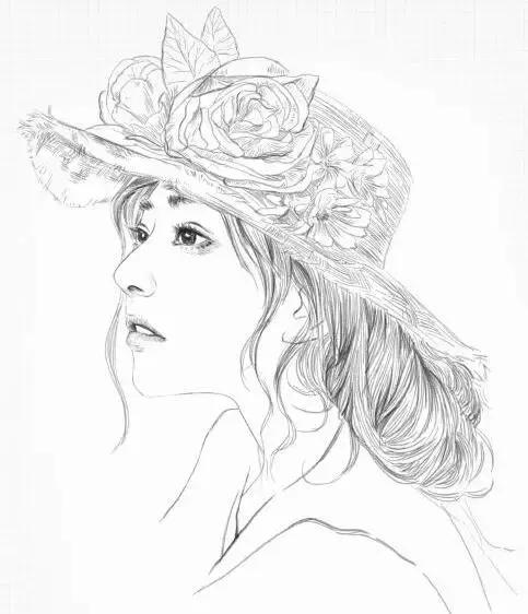 素描头像女生唯美，素描少女.微信（为你喜欢的小姐姐画幅画）