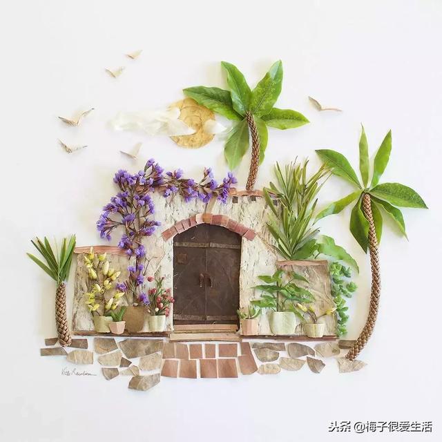儿童手工树叶贴画，儿童手工树叶贴画图片 一等奖（树叶、树枝、花朵都拿来贴画了）