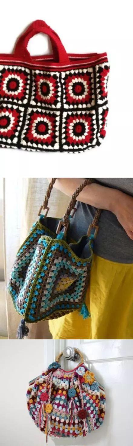 钩针编织小包包，钩编简单的小包包（只要毛线或花片就可钩出）