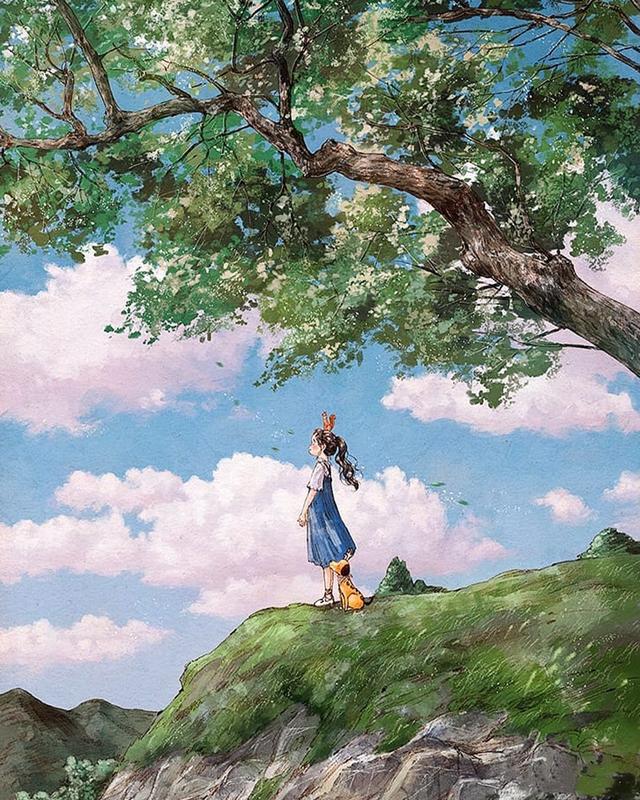 森系女孩插画,森系女孩插画 韩国(意境效果好似宫崎骏的"风之谷"图片)