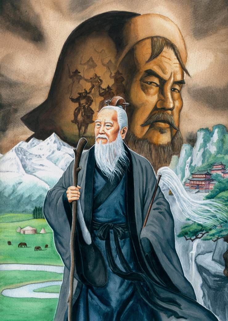 成吉思汗在与丘处机会面交谈之后,内心油然地升起了尊敬之情.