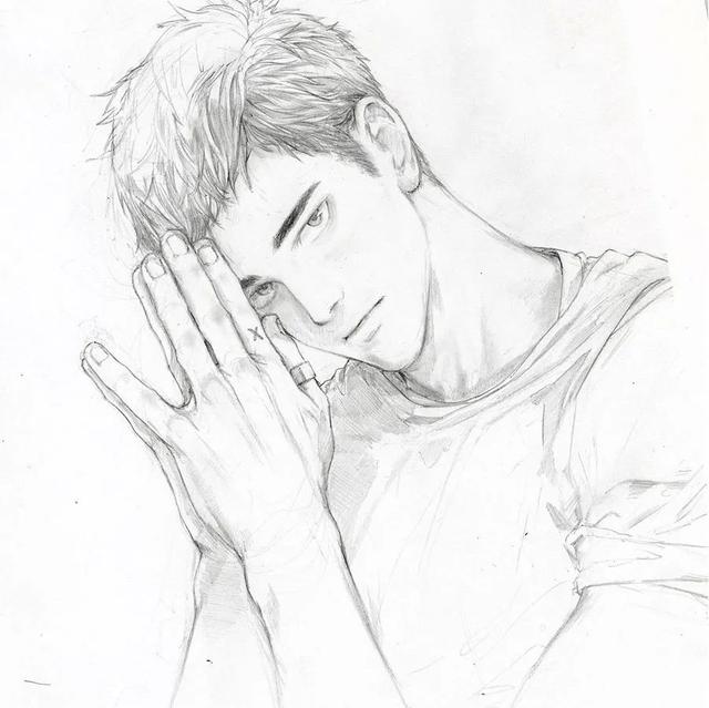 舒眉。，微信头像，舒眉。（一支铅笔画动漫美少年）