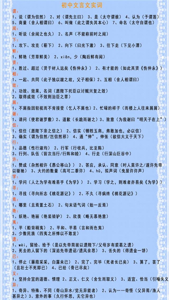 初三上有哪些文言文，初三所有的文言文（初中语文必背的180个文言实词）