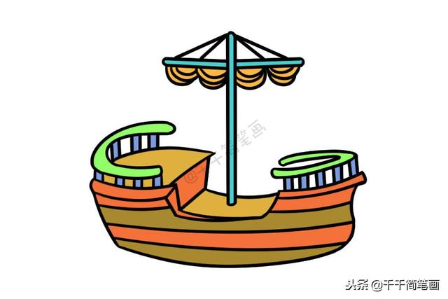帆船简笔画带颜色，帆船简笔画（小舟、轮船、帆船、游轮~值得收藏）
