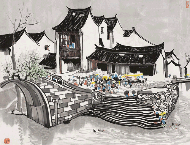 吴冠中江南水乡水墨画，江南水乡吴冠中水墨画（吴冠中笔下的别样江南）