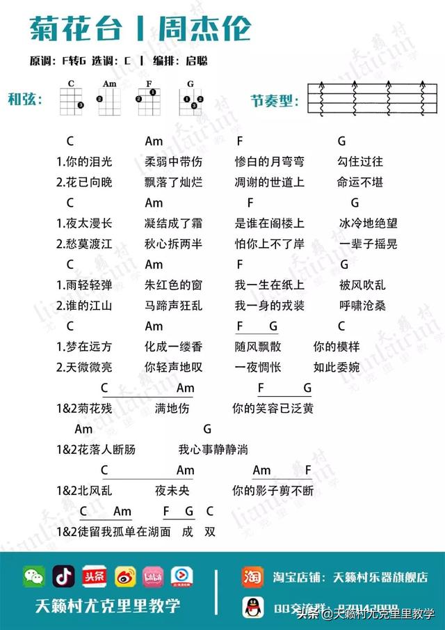 尤克里里新手入门曲谱，初学者如何挑选入门尤克里里（尤克里里初学者曲谱——四大和弦琶音练习曲）