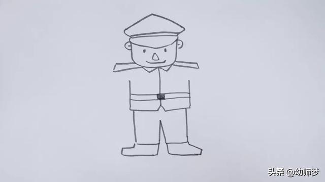 中国士兵怎么画，一分钟简笔画-跟我一起画军人（简笔画：画一位高大威猛的军人）