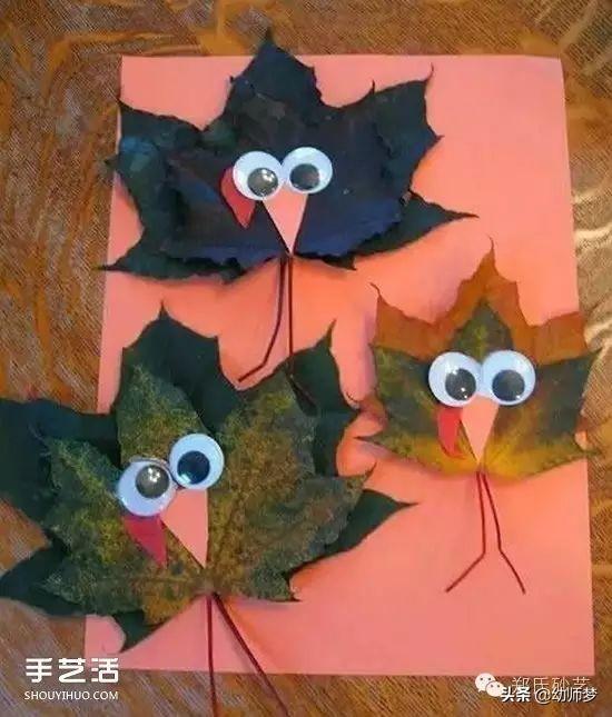 幼儿手工美术漂亮的叶子画，幼儿园叶子手工画制作大全图片（儿童树叶贴画作品图片）