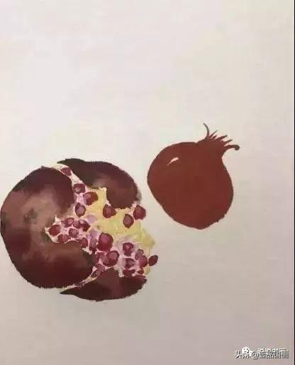 石榴简笔画画法，石榴的简笔画怎么画简单（花卉果蔬系列之石榴的写意画法）
