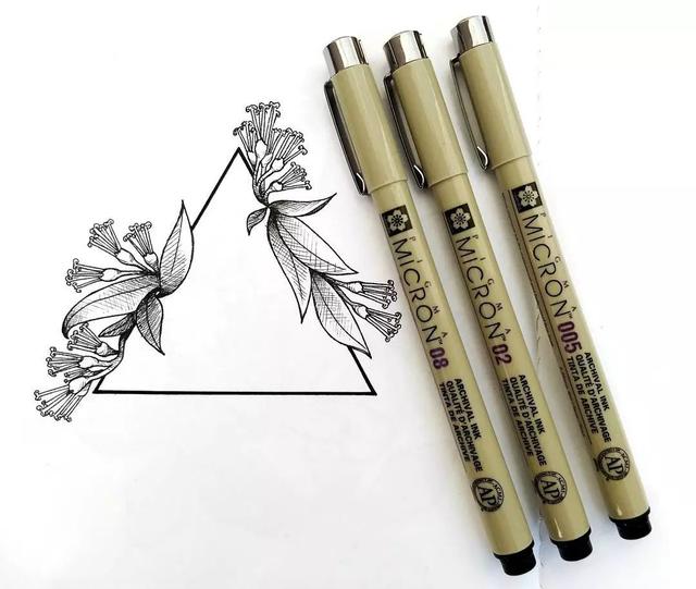 怎样用中性笔画玫瑰花好看，中性笔画花卉图片（一篇用针管笔画的植物花卉）