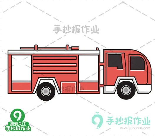 消防车怎么画又简单又漂亮，带颜色的消防车简笔画怎么画（帅气的消防员与消防车简笔画）