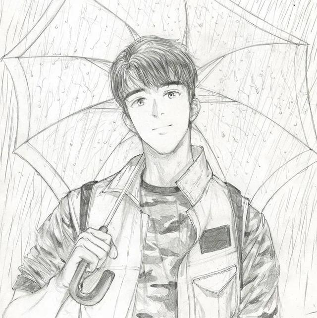 舒眉。，微信头像，舒眉。（一支铅笔画动漫美少年）