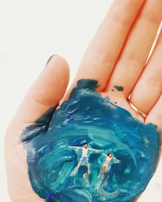 漂亮的手掌画，漂亮的手掌画图片（她在手心画了一片海）