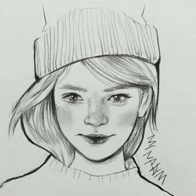 素描女生头像  by:minarim微信，素描女生头像  by:minarim（速写风的素描插画）