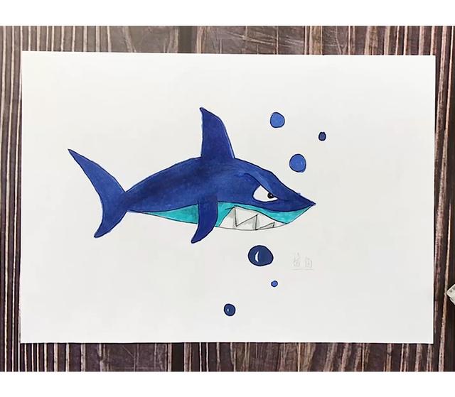 卡通鲨鱼怎么画，鲨鱼和蓝鲸的简单卡通画法（凶狠的鲨鱼图文教程）