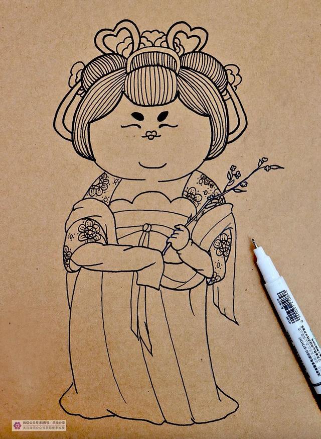古装照片大全仙女，简笔画的古装仙女哇，抱图111，微信头像（丰腴之美——卡通画唐代仕女）