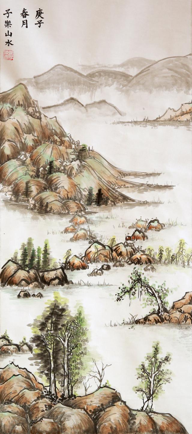 荷花池简笔画，荷花池简笔画手绘（美丽云浮——2020年云浮市庆祝六一儿童节少儿书画作品展）