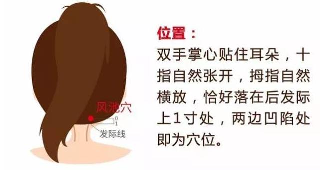 风池穴位位置图，风池穴有7大作用（预防风寒感冒的特效穴）