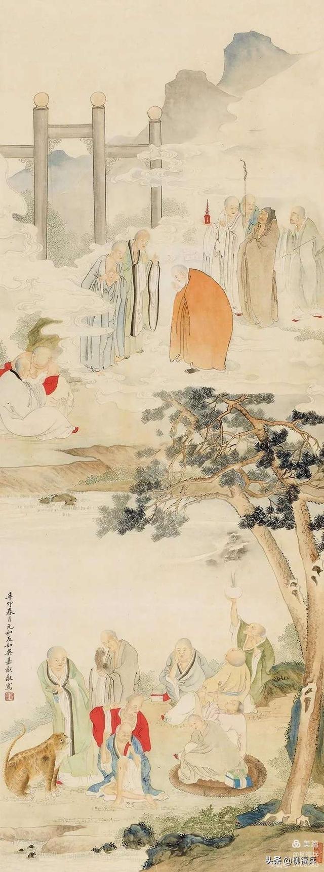 十八罗汉排名及顺序及图片，十八罗汉排名及顺序（名家人物画《十八罗汉图》欣赏）