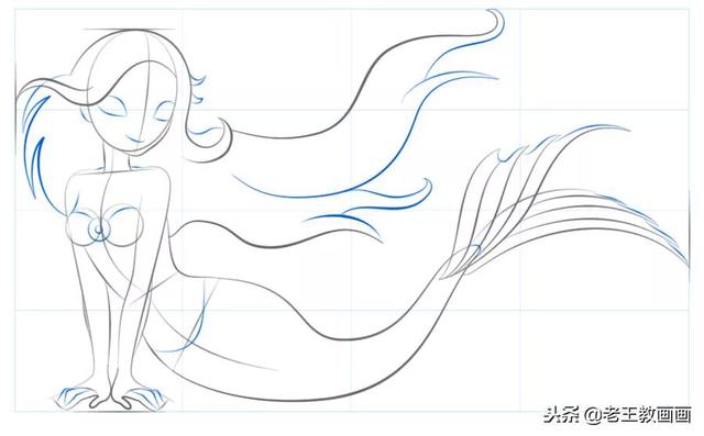 儿童简笔画之可爱的美人鱼，少儿美人鱼简笔画（美人鱼简笔画教程）