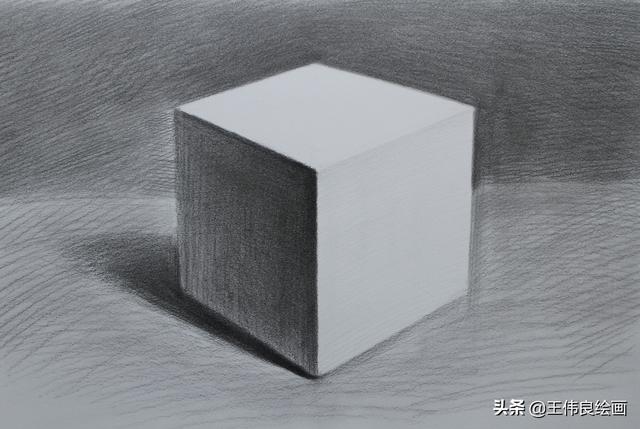 素描正方体步骤图片画法，素描几何体正方体画法步骤图（正方体素描步骤图）