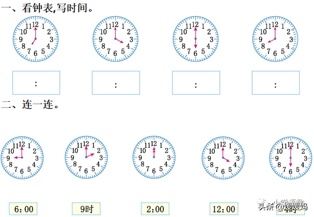 一年级认识钟表，一年级学生认识钟表（人教版一年级数学上册第7单元《认识钟表》课件及同步练习）