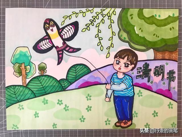 关于清明节的画，清明节的儿童画怎样画更简单（儿童画教程#清明节绘画）