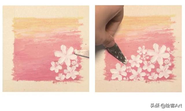 简笔画：油画棒画花朵步骤，简笔画小兔子的画法（0基础也能画出清新浪漫的春日花海图）