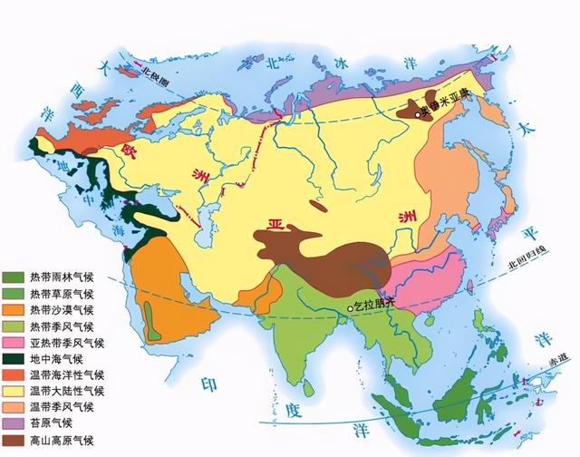 韩国位于什么亚( 亚洲的地形,气候,六大地理分区