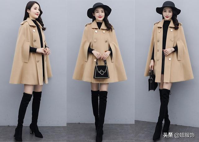 斗篷衣服怎么搭配，斗篷衣服怎么搭配穿着图片（配上短裤+过膝长筒靴）