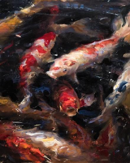 锦鲤图片绘画中国风,色彩斑斓,自由自在 - 玉三网