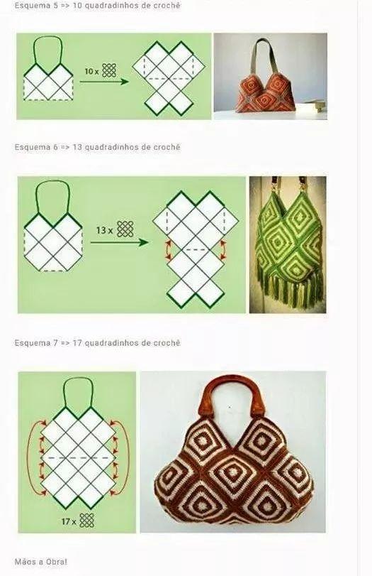 钩针编织小包包，钩编简单的小包包（只要毛线或花片就可钩出）