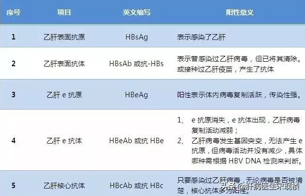 常见乙肝两对半结果对比图，图文解读乙肝两对半化验单