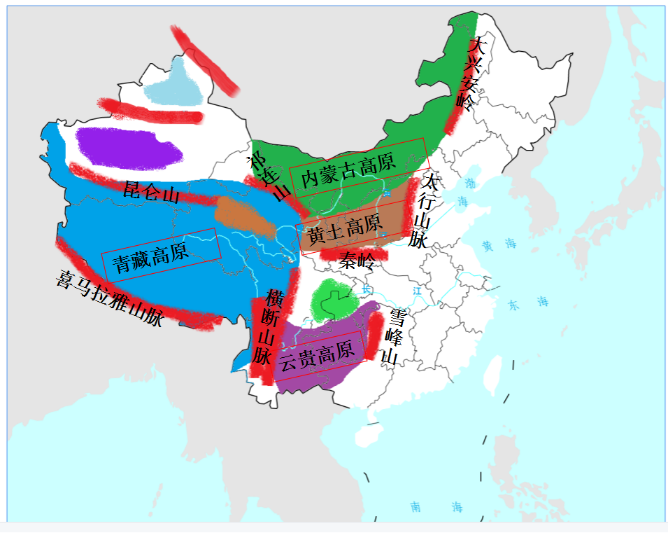 云贵高原分布位置:我国西南部;西起横断山脉,东至雪峰山,四川盆地以南