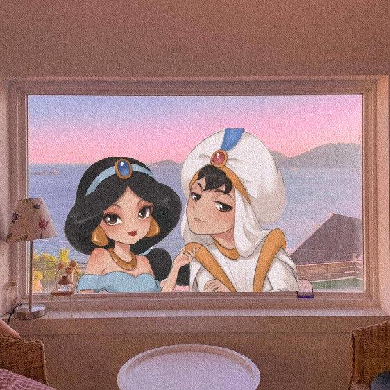 迪士尼公主背景图1，迪士尼公主背景图辛德瑞拉（，公主遇到真命天子）