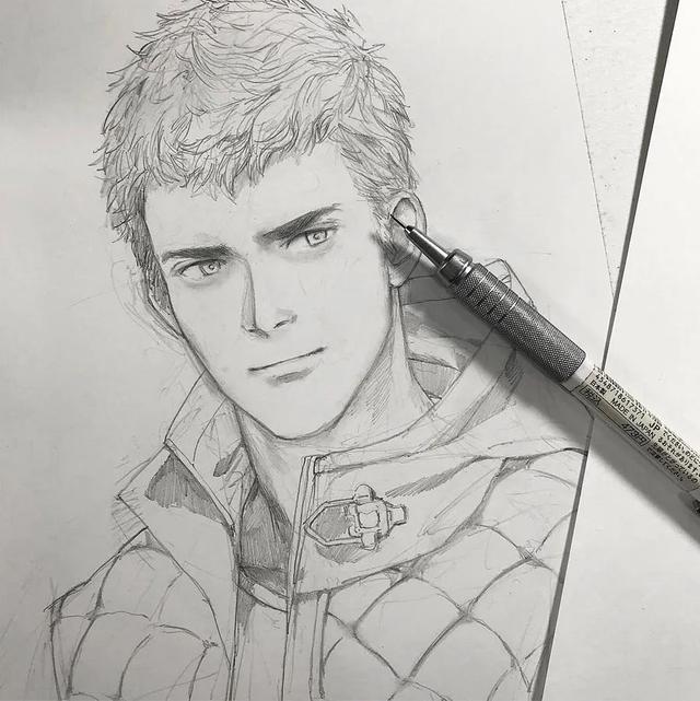 舒眉。，微信头像，舒眉。（一支铅笔画动漫美少年）