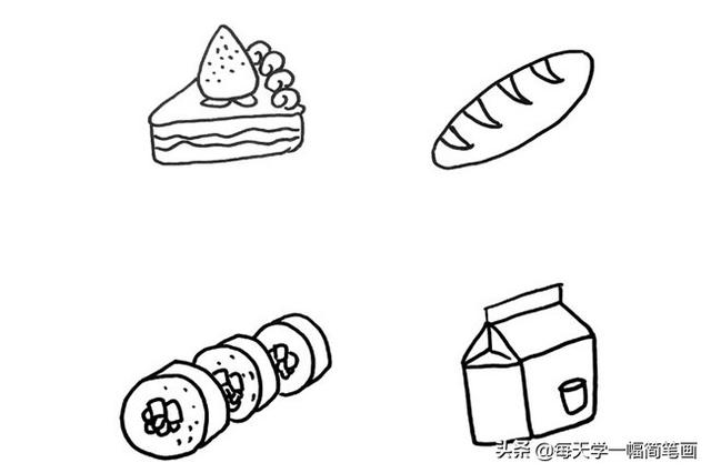 面条简笔画图片，一碗面条的简笔画（每天学一幅简笔画--卡通食物/甜品简笔画图片大全）