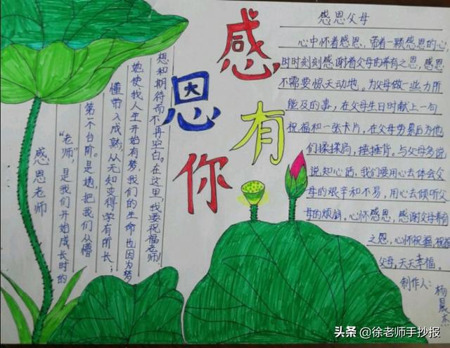 感恩手抄报简单又漂亮，感恩手抄报简单又漂亮一年级（感恩有你小学生手抄报）