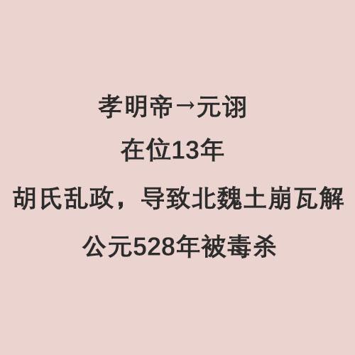 北魏历代皇帝列表，南北朝皇帝列表及简介（半分钟看完北魏14位皇帝）
