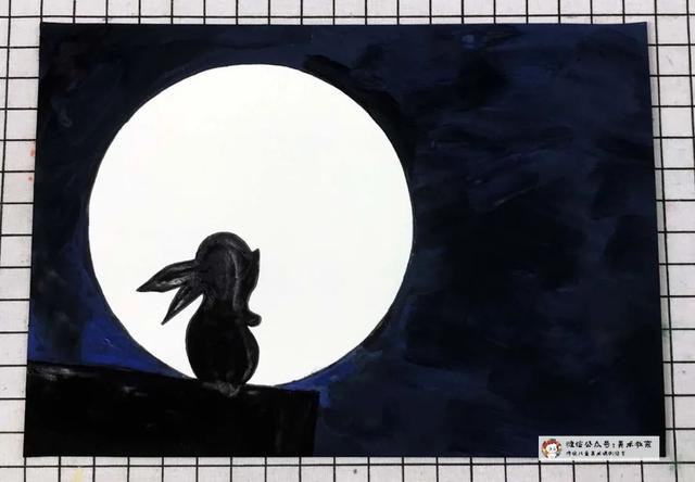 中秋节的玉兔怎么画，中秋节的玉兔怎么画图片（课例，水粉-赏月<兔子>）