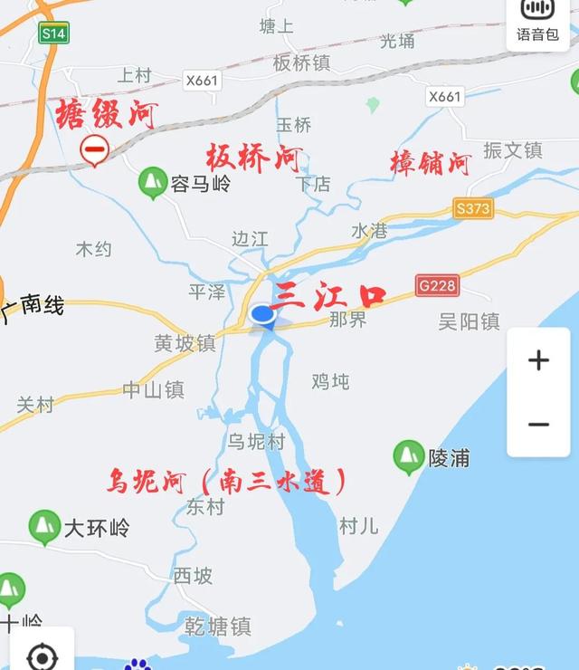 吴川江心岛的地理位置，吴川江心岛卫星图（吴川振文泗岸“泗水”及黄坡大岸村三江口）