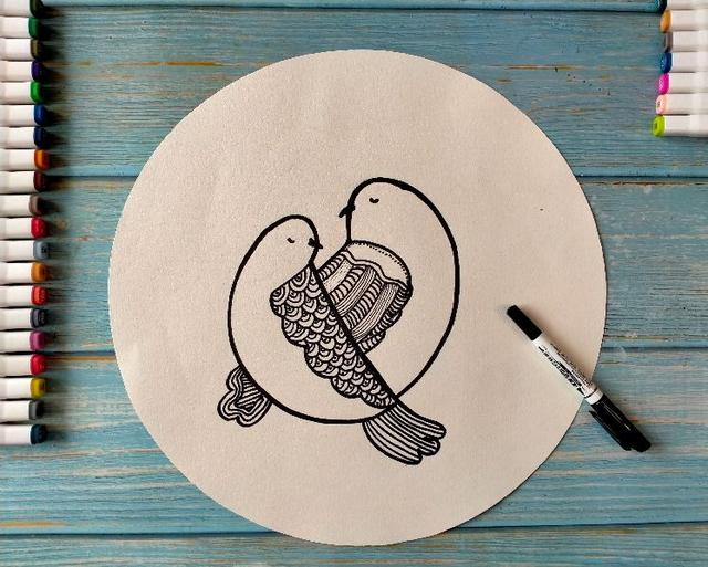 锦鲤怎么画，简笔画小鸟加一些线条也可以很漂亮（锦鲤怎么画简单又漂亮涂色）