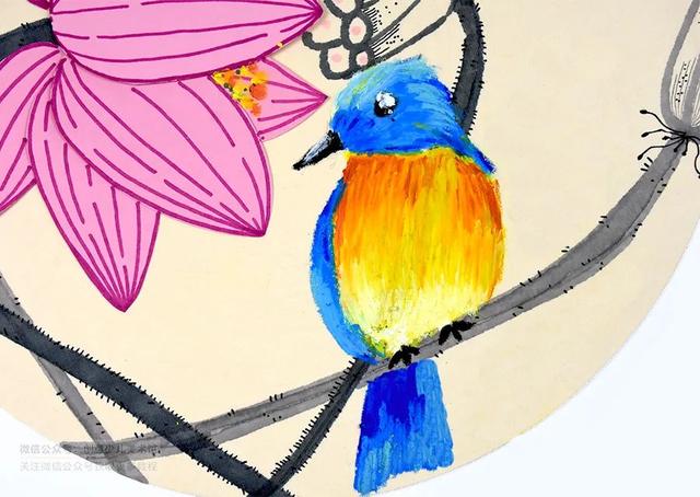 我们来学油画棒：荷花，我们来学油画棒（创意美术课程《荷花翠鸟图》）